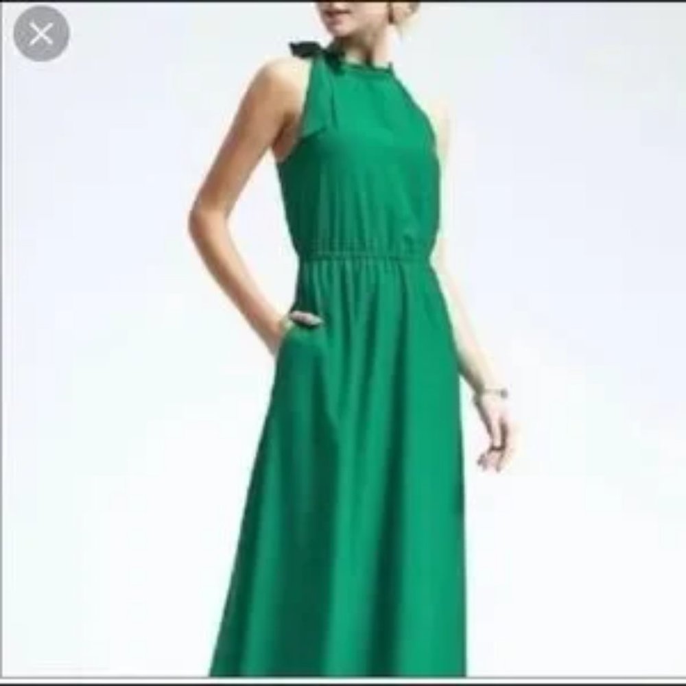 Banana Republic Tie Neck Maxi Dress